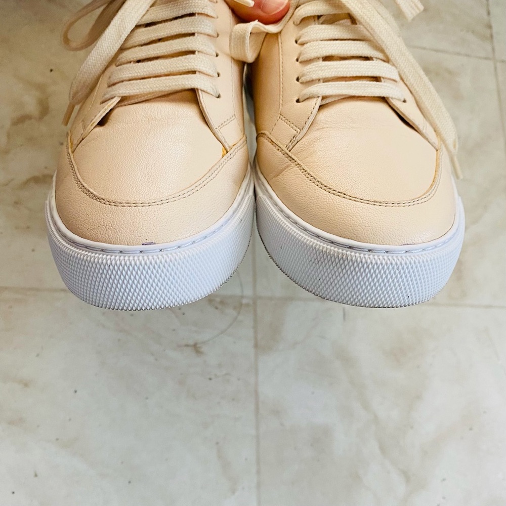 $540 Burberry Powder Cream Leather Low Top Lace Up Sneakers Size 8.5/38.5 - Picture 7 of 13